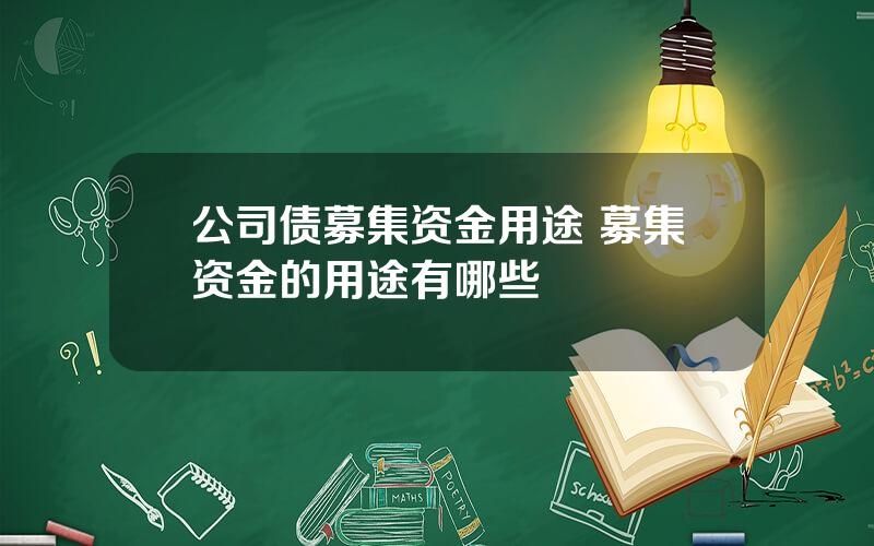 公司债募集资金用途 募集资金的用途有哪些